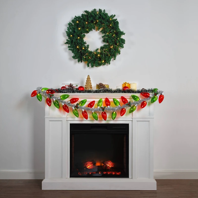 Mr. Christmas 72" Red & Green Retro C9 Bulb Garland