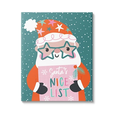 Stupell Industries Santa's Nice List Falling Snow Canvas Wall Art
