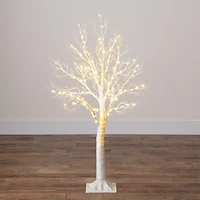 4ft. Pre-Lit White Twig Artificial Tree, Warm White LED Lights