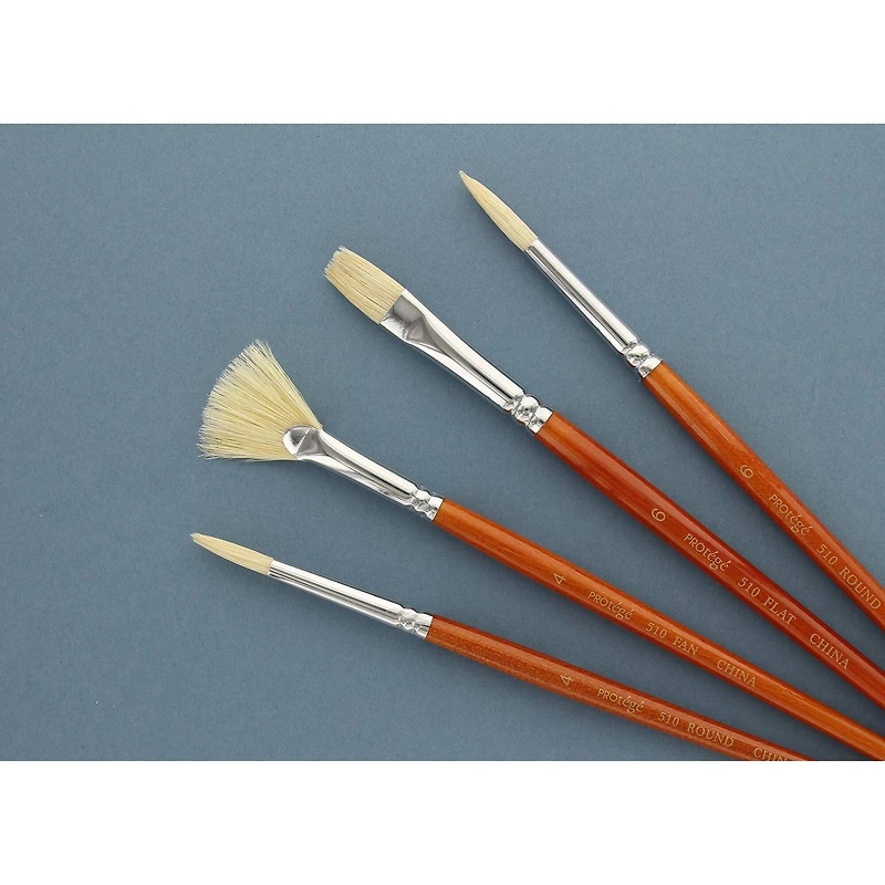 Protégé Hog Bristle Short Handle 4 Piece Brush Set