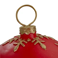 12" Red And Gold Tabletop Ball Ornament With LED Lights