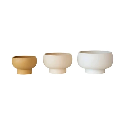 Hello Honey® Beige, Ivory & Mustard Decorative Metal Footed Planter Set