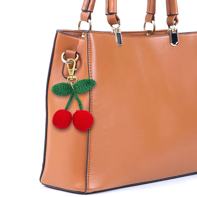 Blue Moon Studio™ Crochet Cherry Bag Charm