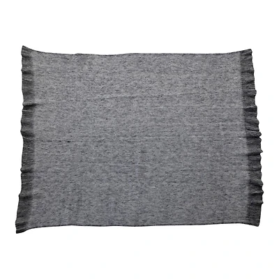 Hello Honey® 60" Gray Brushed New Zealand Wool Throw with Ruffled Edge
