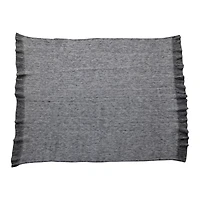 Hello Honey® 60" Gray Brushed New Zealand Wool Throw with Ruffled Edge