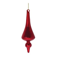 6" Red Ribbed Glass Finial Ornament Set