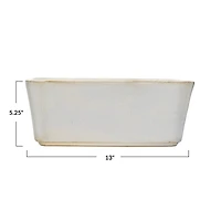 Hello Honey® 12" Ivory Reactive Glaze Rectangular Stoneware Planter