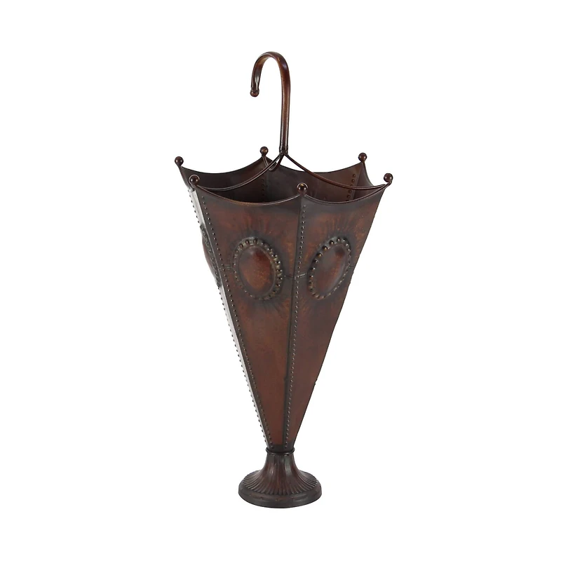 28" Brown Metal Rustic Umbrella Stand