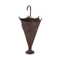 28" Brown Metal Rustic Umbrella Stand