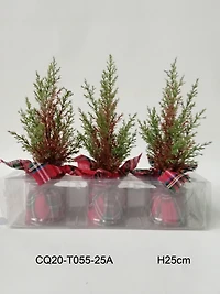10" Unlit Cedar Artificial Christmas Tree Set