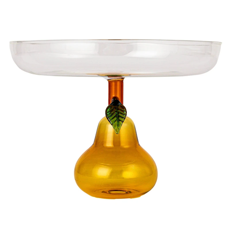 Hello Honey® 7.75" Pear Perfection Glass Food Pedestal