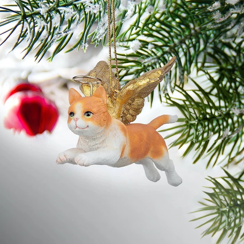 Design Toscano Honor the Feline Orange Tabby Cat Angel Ornament