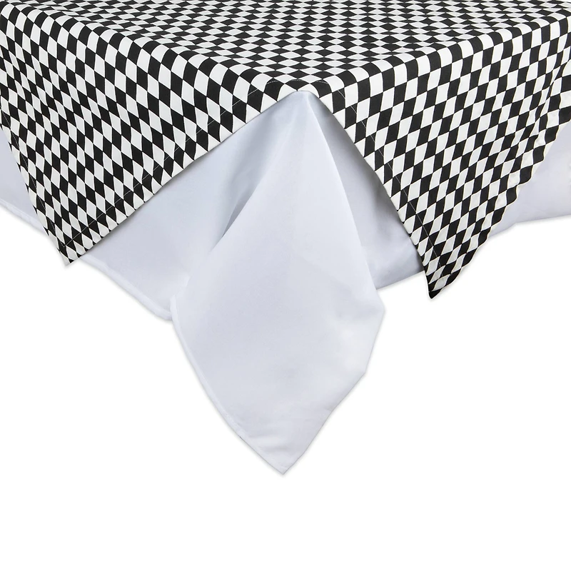 Black and Cream Harlequin Print Table Topper 40" x 40"