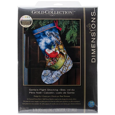 Dimensions® Gold Collection Santa's Flight Stocking Counted Cross Stitch Kit