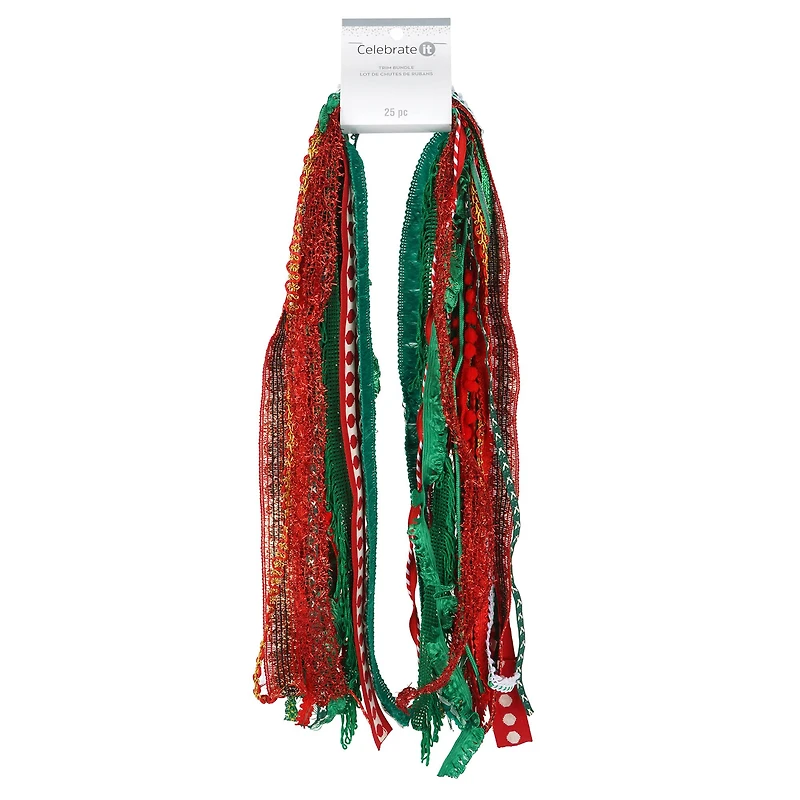 Red & Green Ribbon Trim by Celebrate It®, 25ct.