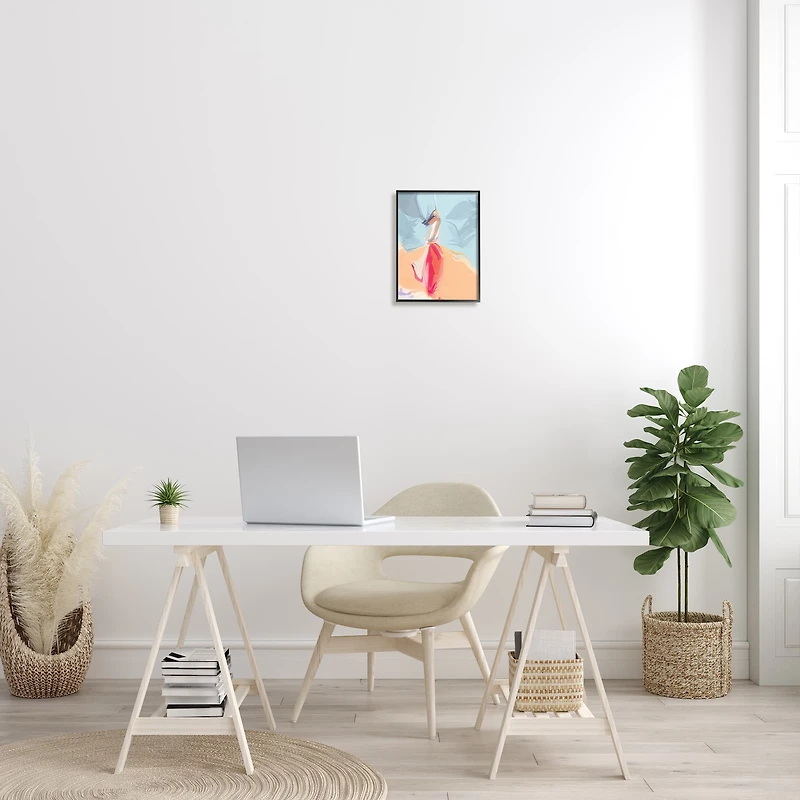 Stupell Industries Abstract Figure Dancing Movement Pink Blue Orange in Frame Wall Art
