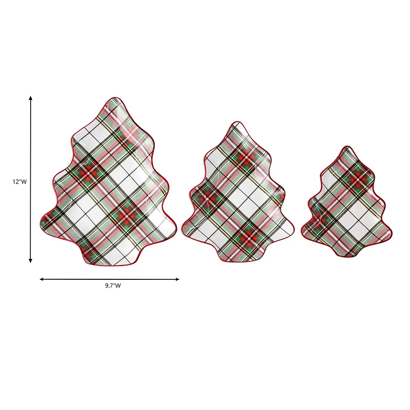 Plaid Ceramic Tree Plate Set by Ashland®