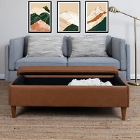 Hello Honey® Cognac Vegan Leather Bench with Storage