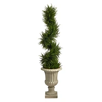 5ft. Pre-Lit Spiral Cypress Artificial Christmas Tree in Sand Finished Urn, Clear LED Lights