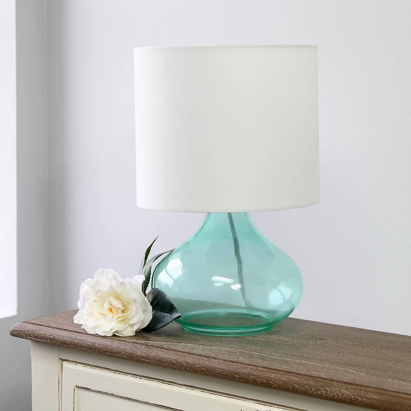 Simple Designs™ 14" Glass Raindrop Table Lamp with White Shade