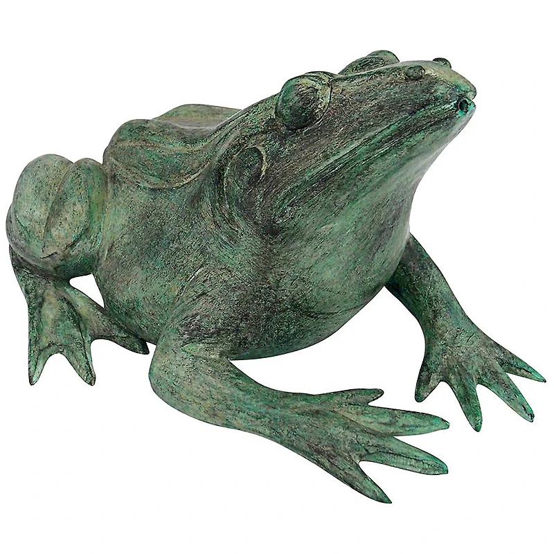 Design Toscano 11" Piped Cast Bronze Bull Frog Garden Statue