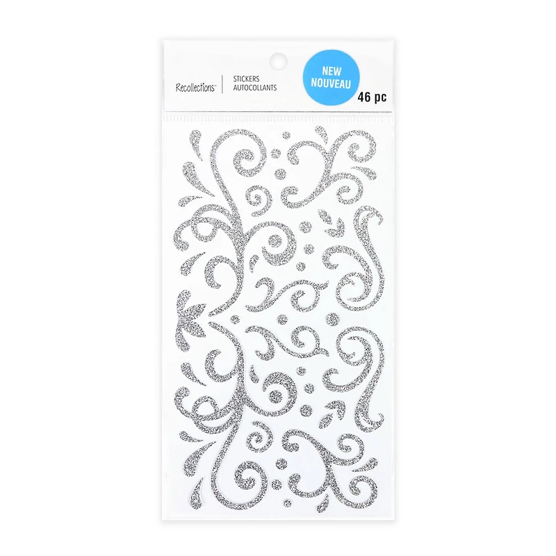 Silver Glitter Swirl Stickers by Recollections™