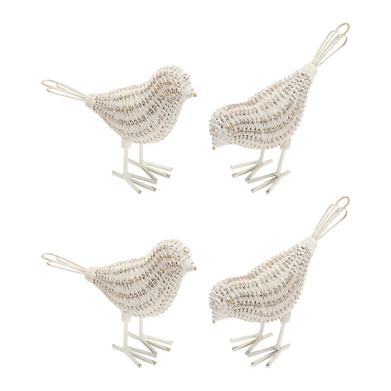 Faux Wicker Bird Figurines Set