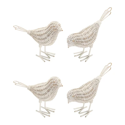 Faux Wicker Bird Figurines Set