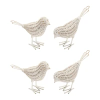 Faux Wicker Bird Figurines Set
