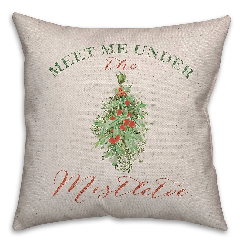 Meet Under Mistletoe 18x18 Throw Pillow