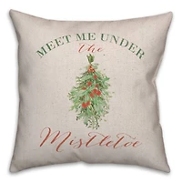 Meet Under Mistletoe 18x18 Throw Pillow
