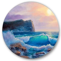 Designart - Blue Waves Breaking At The Beach III