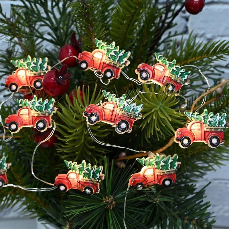 18ct. Warm White LED Red Truck & Christmas Tree String Lights on Silver Wire by Ashland®