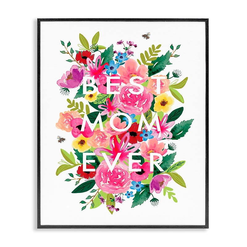 Stupell Industries Floral Best Mom Ever Framed Giclee Art