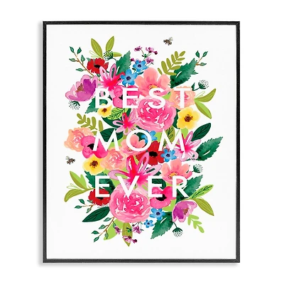 Stupell Industries Floral Best Mom Ever Framed Giclee Art