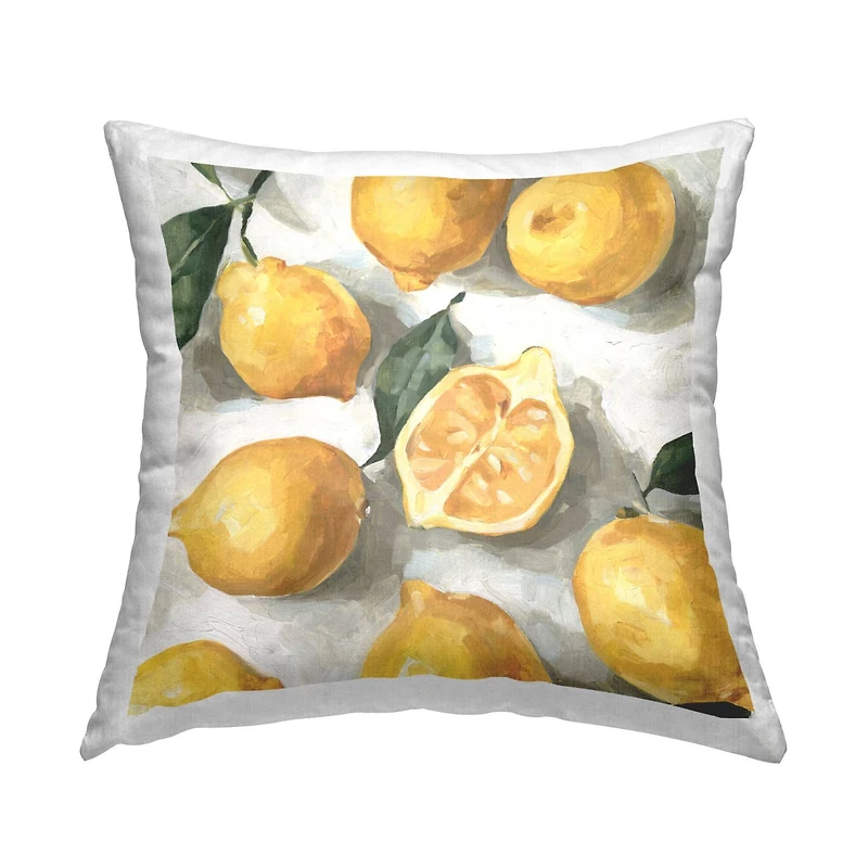 Stupell Industries Country Citrus Lemons Over White Background Throw Pillow, 18" x 18"