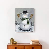 Wintery Snowman Canvas Wall Art