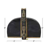 CosmoLiving by Cosmopolitan Set of 2" Black Marble Glam Bookends, 6" x 4" x 2"