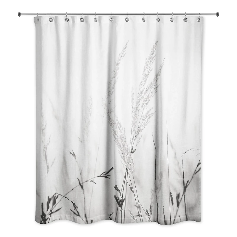 Black and White Field Grasses 71" x 74" Shower Curtain