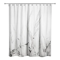 Black and White Field Grasses 71" x 74" Shower Curtain