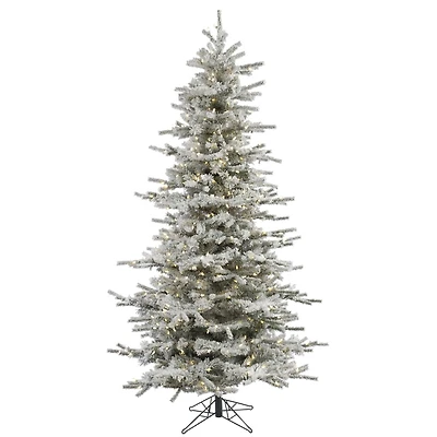 4.5ft. Pre-Lit Slim Flocked Sierra Fir Artificial Christmas Tree, Pure White Dura-Lit® LED Lights