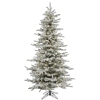 4.5ft. Pre-Lit Slim Flocked Sierra Fir Artificial Christmas Tree, Pure White Dura-Lit® LED Lights