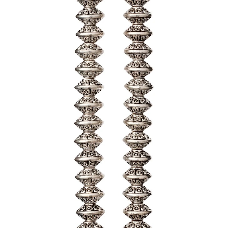 12 Pack: Antiqued Sterling Silver Plated Rondelle Beads, 8mm by Bead Landing™