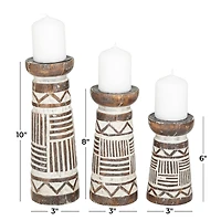 Brown Eclectic Candle Holder Set