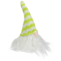 7.5" Lime Green & White Striped Hat Spring Gnome