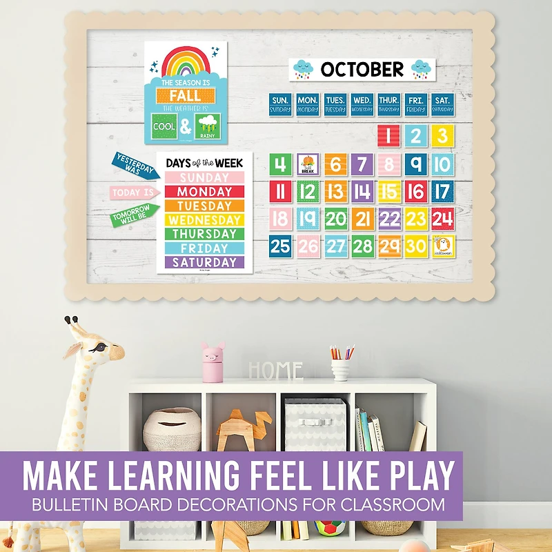 Hadley Designs Rainbow Circle Time Bulletin Board Calendar for Classroom Wall Set