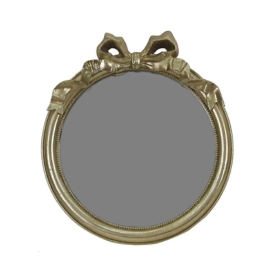 13.75" Gold Round Mirror with Bow Wall Décor by Ashland®