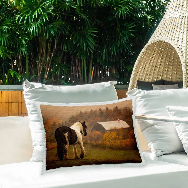 Stupell Industries Horse Overlooking Barn Outdoor Printed Pillow