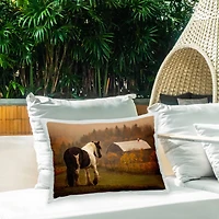 Stupell Industries Horse Overlooking Barn Outdoor Printed Pillow