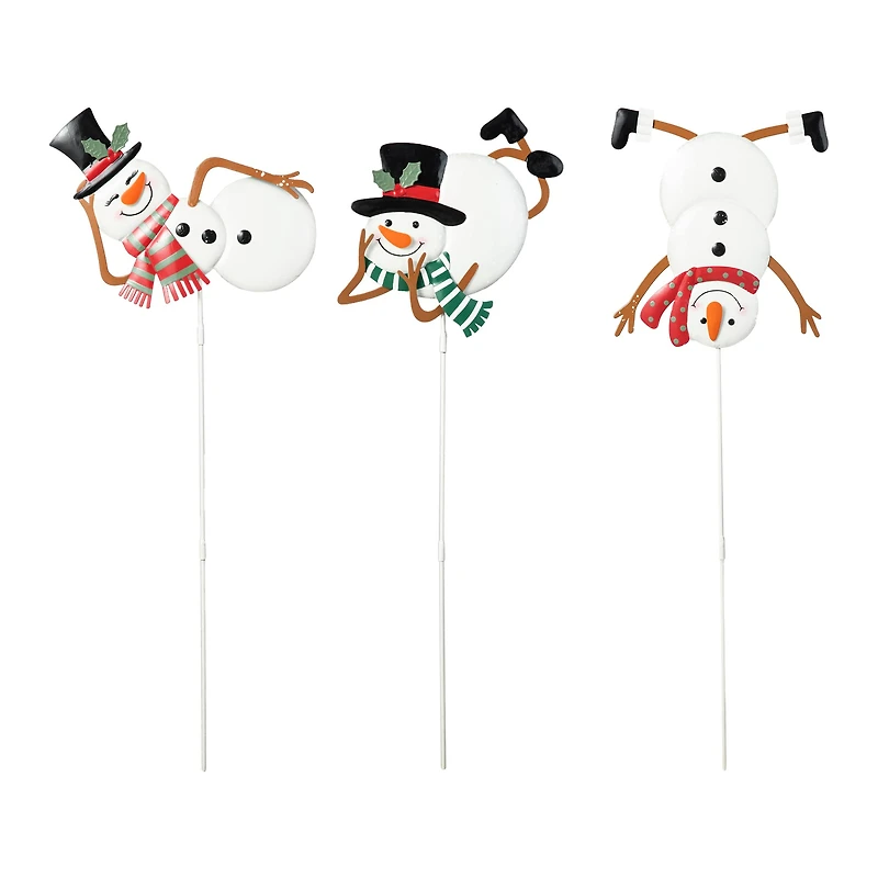 Glitzhome® 2ft. Metal Snowman Yard Stake Set